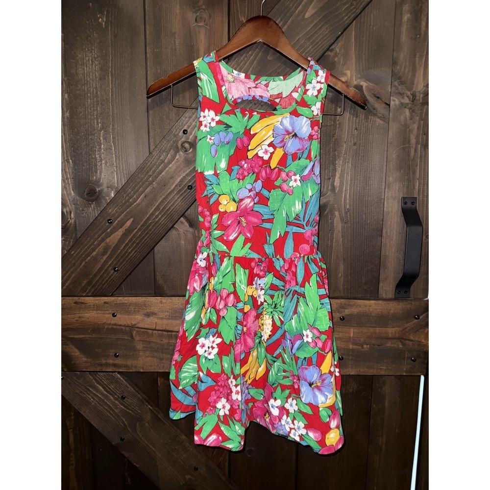 Vintage 90s Bonnie Jean Girls Dress Floral Flowers Cotton Size 10 USA